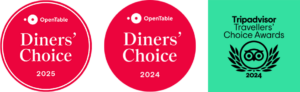 OpenTable Diners' Choice 2025, OpenTable Diners' Choice 2024, Tripadvisor Travellers' Choice Awards 2024